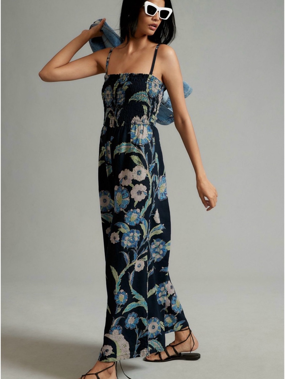 Pilcro Smocked Printed Jumpsuit